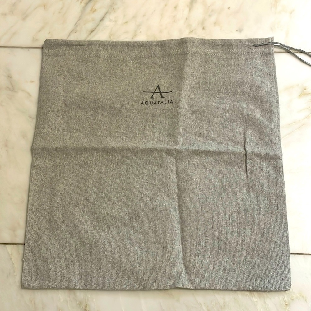 Aquatalia gray branded logo dust bag for shoes or accessories with drawstring